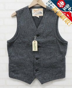 7T7207/未使用品 SUGAR CANE BLACK COVERT WORK VEST SC12795 シュガーケーン ワークベスト