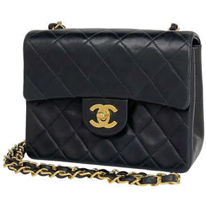 シャネル CHANEL ミニ マトラッセ シングルフラップ チェーン ショルダーバッグ ココマーク レザー ブラック A01115 レディース 【中古】