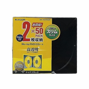 まとめ得 エレコム　Blu-ray/DVD/CDケース(スリム/PS/2枚収納) 50枚入 クリアブラック CCD-JSCSW50CBK x [2個] /l