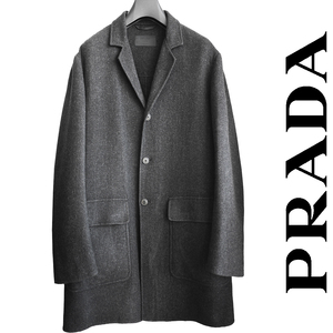 正規品 最高級モデル プラダ PRADA オーバーサイズ ウールメルトン チェスターコート ジャケット ライダースブルゾン