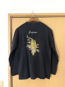 ☆是空SEKU☆長袖刺繍ロングスリーブTシャツ長袖Tシャツカットソー/虎JAPANスカロンT