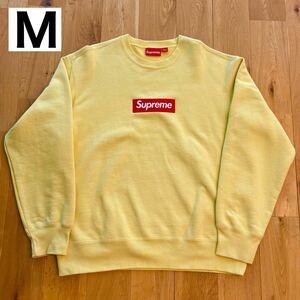 【希少】即完売 Supreme Box Logo Crewneck 22FW Pale Yellow M シュプリーム ボックス ロゴ クルーネック ペイル イエロー トレーナー