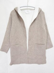 【送料込】[キッズ/子供]　ZARA　ザラ　コート　120cm　茶色　ブラウン　ニット地　前とめなし　フードあり　女の子用 /n471669