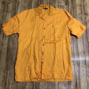 ★ダンヒル dunhill 半袖シャツ リネンシャツ イタリア製 オレンジ色 Mサイズ