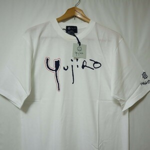 新品 未使用 小樽 石原裕次郎記念館限定 石原裕次郎 YUJIRO サイン入り Tシャツ 白 L サイズ ( 検索 石原プロ 西部警察 太陽にほえろ