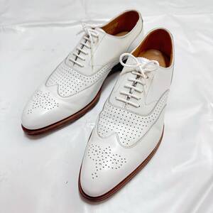 良品 クロケット&ジョーンズ Paul Smith ポールスミス別注 ウイングチップレザーシューズ UK6.5(25cm程度) Crockett&Jones 革靴 メンズ 白