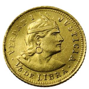 ペルー インディアン座像 金貨 1907年 1.45g 22金 イエローゴールド コレクション アンティークコイン Gold