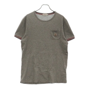 MONCLER モンクレール ワッペンポケット付き半袖Tシャツ クルーネックカットソー グレー 510918000600