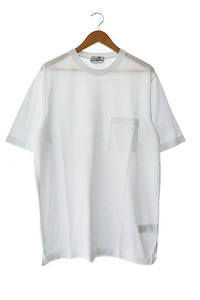 エルメス HERMES 23SS H ロゴ 刺繍 ポケット 鹿の子 半袖 Tシャツ XL 白 ホワイト ブランド古着ベクトル 240609 メンズ