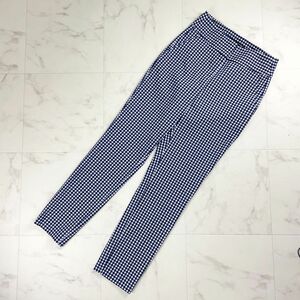 美品 ZARA WOMAN ザラウーマン ギンガムチェックテーパードパンツ ボトムス レディース 紺 白 サイズXS*NC754