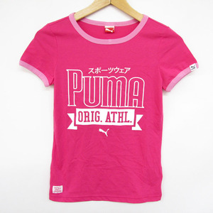 プーマ 半袖Tシャツ フロントロゴ パイピング スポーツウェア トップス レディース Mサイズ ピンク PUMA