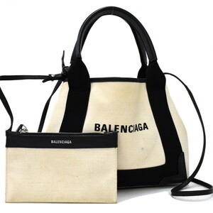 1円 ◆美品 BALENCIAGA バレンシアガ 2way ハンドバッグ ショルダー ネイビーカバス XS 390346 ホワイト ブラック◆K.Cmrm.jW-16