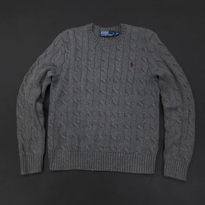 Polo by Ralph Lauren ポロ バイ ラルフローレン コットン ニットセーター けーぶ編み ポニー刺繍ロゴ ワンポイント メンズ サイズ165