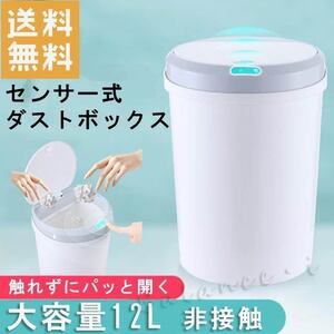 ゴミ箱 センサー グレー 12L 自動開閉 小型 ダストボックス 分別 ごみ箱 スリム ふた付き シンプル XWEI12