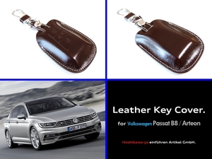 ◆ 【専用品】【送料198円～】 『 Passat B8 (新型パサート) / アルテオン 』 用 VW レザー キーカバー ケース 【茶・ダークブラウン】 ◆