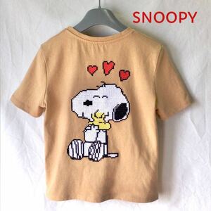 SNOOPY & WOODSTOCK スヌーピー & ウッドストック Tシャツ S キッズ カットソー 刺繍 子供服 アメカジ 古着