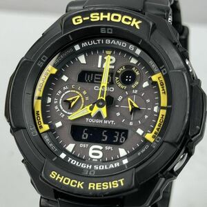 美品 G-SHOCK GW-3500B-1AJF スカイコックピット タフソーラー 電波受信 電波ソーラー マルチバンド6 ブラック イエロー 反転液晶 アナデジ