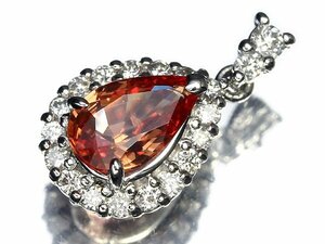 VG13563SS【1円～】新品【RK宝石】極上オレンジサファイア 大粒1.05ct 極上ダイヤモンド Pt900 高級ペンダントヘッド ネックレス ダイヤ