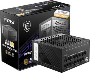 未開封 MSI MPG A850G PCIE 5.0、80+ Gold フルモジュラーゲーミングPSU、12VHPWRケーブル、4080 4070 ATX 3.0対応、850W電源