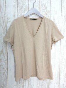 GUCCI/グッチ：Vネック Tシャツ カットソー 半袖 インナー 076009.23154 イタリア製 ベージュ レディース/中古/USED