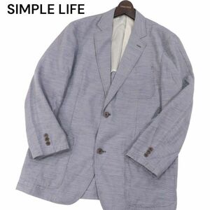 SIMPLE LIFE シンプルライフ レナウン 春夏 リネン混★ アンコン テーラード ジャケット Sz.LL　メンズ 大きいサイズ　I4T00554_2#M