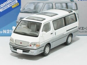 トヨタ ハイエースワゴン スーパーカスタムG（白／銀）2001年式 LV-N216d【トミーテック社1/64ミニカー】【トミカの時】