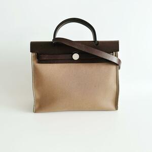 エルメス HERMES エールバッグジップPM トワルオフィシエ キャンバス×レザー カーキ レディース ショルダーバッグ