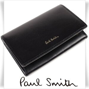 新品1円～★ポールスミス Paul Smith 牛革 イタリアンレザー名刺入れ カードケース 黒 ブラック ベジタブルタンニン鞣し 本物 ◆3918◆