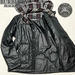 【美品】 バーバリーブラックレーベル BURBERRY 【毎年人気商品】 ノバチェック ホースロゴ 中綿 ダウンジャケット メンズ 黒 サイズL