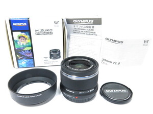 【 美品 】OLYMPUS M.ZUIKO DIGITAL 25ｍｍ F1.8 ブラック フード付 レンズ オリンパス [管OOL4336]