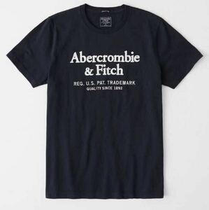 新品 タグ アメリカXSメンズ 刺繍 ロゴ 半袖Tシャツ アバクロンビー&フィッチ ネイビー 紺色 ホリスター 丸首 クルーネック アメカジ