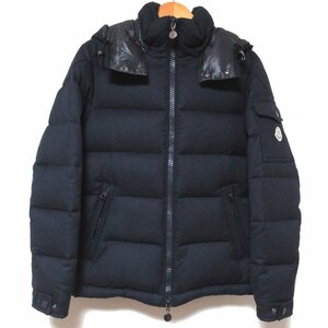 美品 MONCLER モンクレール MONTGENEVRE モンジュネーブル ジップアップ フーディー ウール ダウンジャケット サイズ0 紺 ネイビー C0102