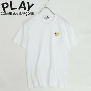 ◆PLAY COMME des GARCONS プレイ コムデギャルソン AD2023 ハートワッペン コットン 半袖 Tシャツ 白 ホワイト S