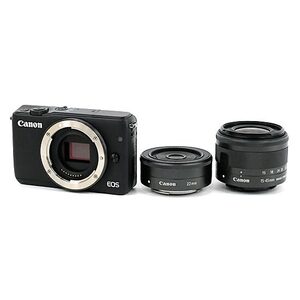 【中古】Canon製 ミラーレス一眼カメラ EOS M10 ダブルレンズキット EOSM10BK-WLK ブラック [管理:1050024122]