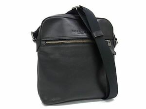 1円 ■美品■ COACH コーチ F68014 レザー ショルダーバッグ クロスボディ 斜め掛け メンズ レディース ブラック系 FA8819