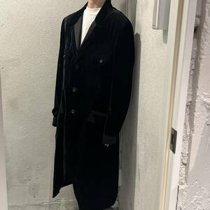 Yohji Yamamoto POUR HOMME ヨウジヤマモトプールオム 22AWベロア VELVET PARTIAL PANEL LONG JACKET HE-J18-402 SIZE2【表参道t】