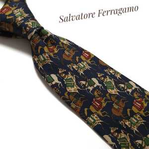 Salvatore Ferragamo フェラガモ ネクタイ ハイブランド 青系 ネイビー 紺 1273