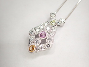 美品 Pt850×Pt900 ダイヤ合計0.573ct ネックレス