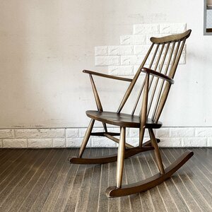 ◎ アーコール Ercol ゴールドスミス ロッキングチェア エルム材 ブラウンカラー UKビンテージ 英国家具