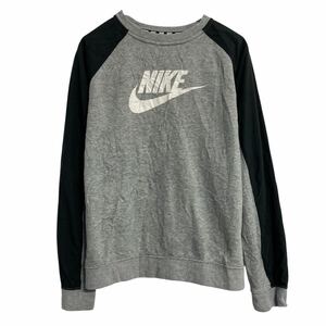 NIKE プリント スウェット トレーナー ナイキ XL ブラック グレー キッズ プルオーバー 古着卸 アメリカ仕入 a611-6399