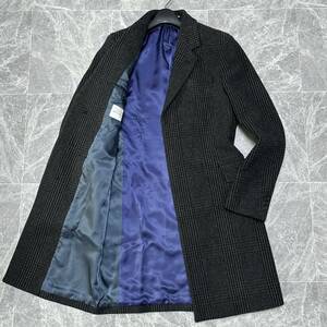 極美品 現行タグ 21AW Paul Smith ポールスミス グレンチェック チェスターコート ロング 比翼 メンズ M グレー系 裏地 マルチカラー 804