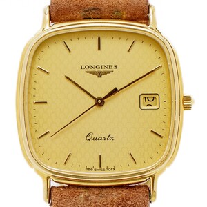 1円スタート【良品】LONGINES 7013 メンズ腕時計 ロンジン ゴールド 新品電池 新品ベルト クォーツ ヴィンテージ