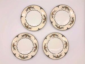 【NORITAKE　ケーキ皿４客】　マロン色ヤジロベー印　1912年～1940年　　M0717B