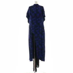 トーガ プルラ TOGA PULLA 24SS FLOWER JACQUARD DRESS ワンピース ロング 長袖 花柄 38 黒 青 ブラック ブルー /DF ■OS レディース