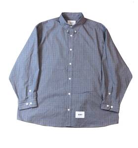 美品 WTAPS ダブルタップス 23AW BROADCLOTH ブロードクロス 長袖シャツ チェック ネイビー系 X04 232GWDT-SHM02