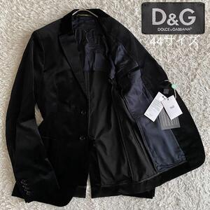 新品/44 現行 DOLCE&GABBANA D&G ドルチェ&ガッバーナ ドルガバ テーラードジャケット GIACCA 本切羽 ベロア ベルベット 黒タグ ブラック