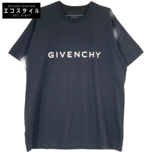 美品/国内正規 GIVENCHY ジバンシィ BM716N3YAC フロントロゴ オーバーサイズ クルーネック 半袖Tシャツ/ トップス S ブラック メンズ