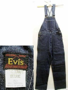 即決[W30]未使用品 初期 EVISU デニム オーバーオール エビスヤデ赤タブ リジッド ダブルニー 濃紺 エヴィス パンツ■R315