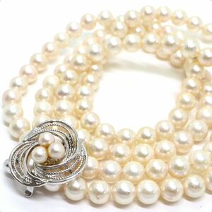《アコヤ本真珠ロングネックレス》J 54.3g 約77cm 約6.5-7.0mm珠 pearl パール necklace ジュエリー jewelry DE0/EA5