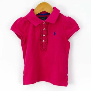 ポロ・ラルフローレン 半袖ポロシャツ ポロマーク フリル パフスリーブ トップス キッズ 女の子用 110サイズ ピンク POLO RALPH LAUREN